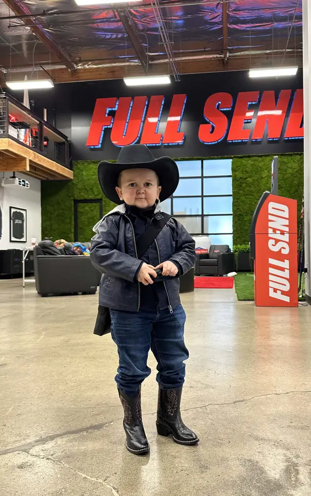 Hasbulla in a cowboy hat and leather jacket